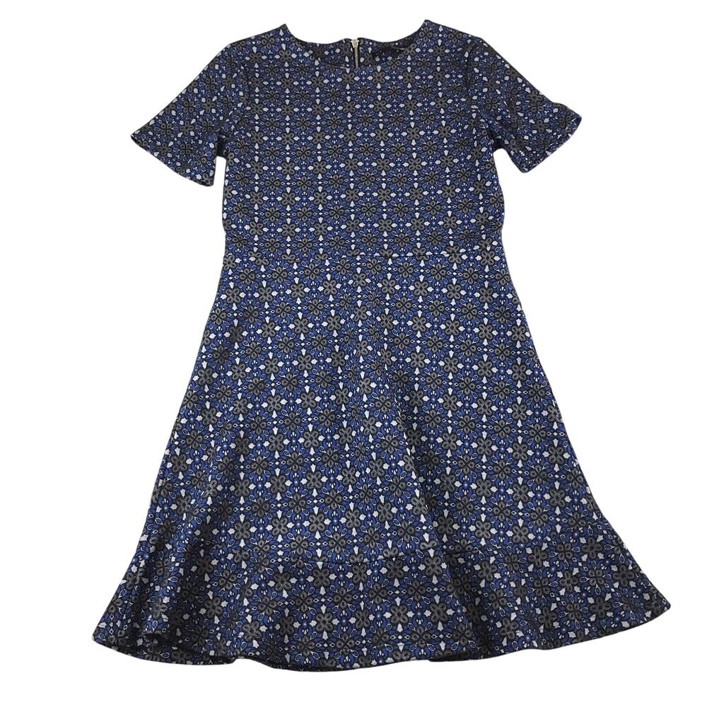 Sfera Collection Small Size 28 Blue Floral Short Sleeve Dress Zip Back NWOT